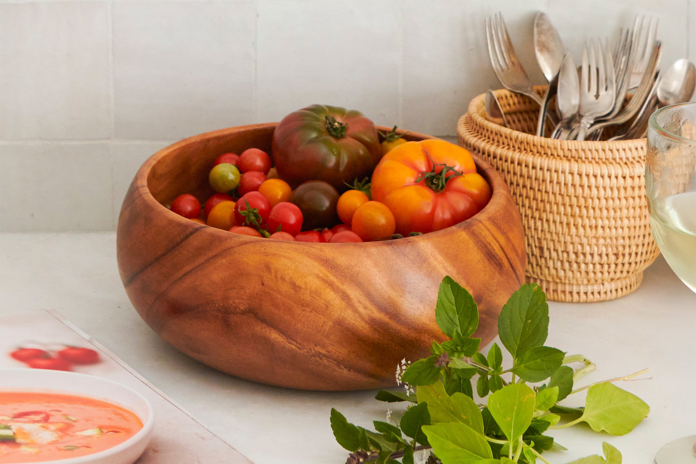 Acacia Wood Rounded Salad Bowl