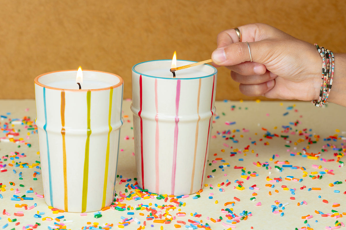 Striped Celebration Candle Set