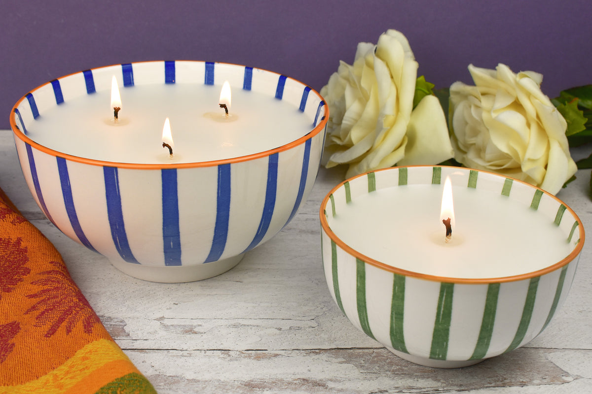 Tuscany Striped Bowl Candles
