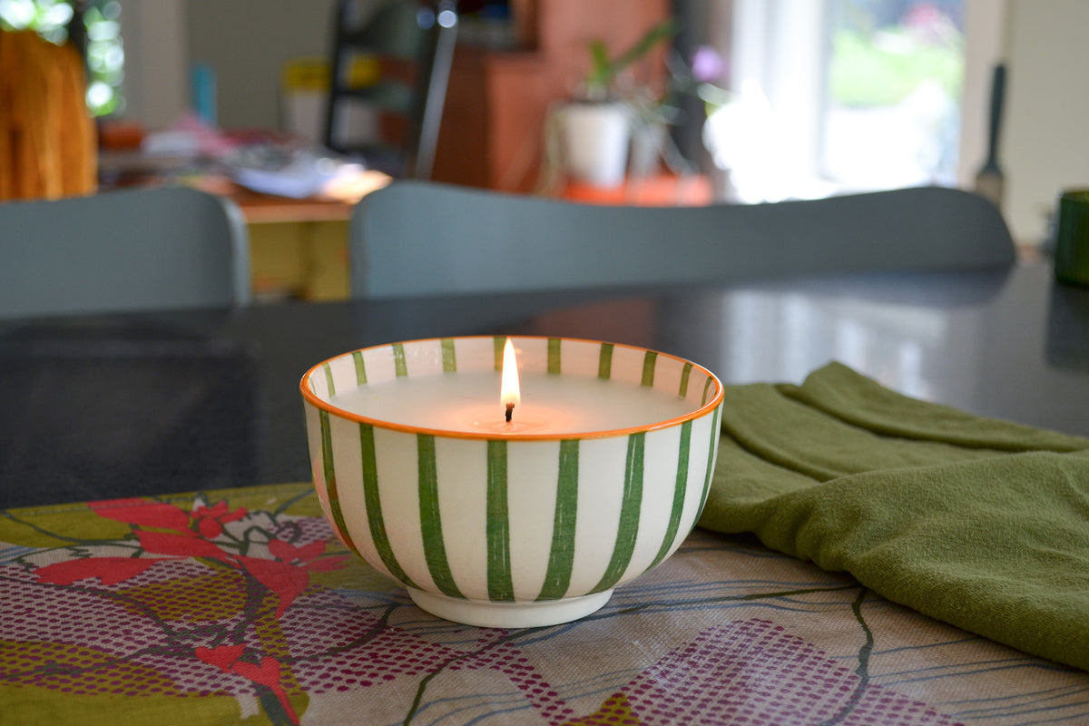 Tuscany Striped Bowl Candles