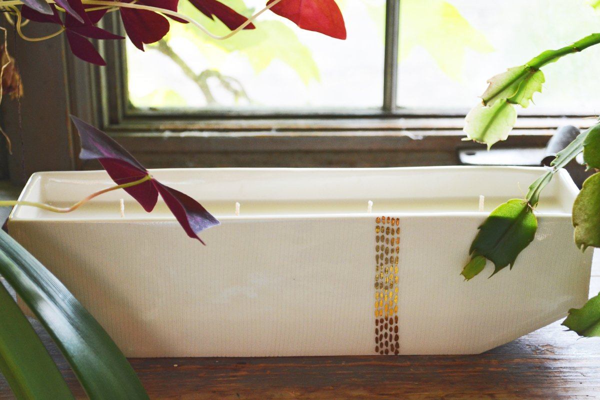 Linnea 4-Wick Centerpiece - handcrafted soy blend candles designed by hand by Tandem Ceramics. Meaningful gift that is great for birthdays, anniversaries and graduations.