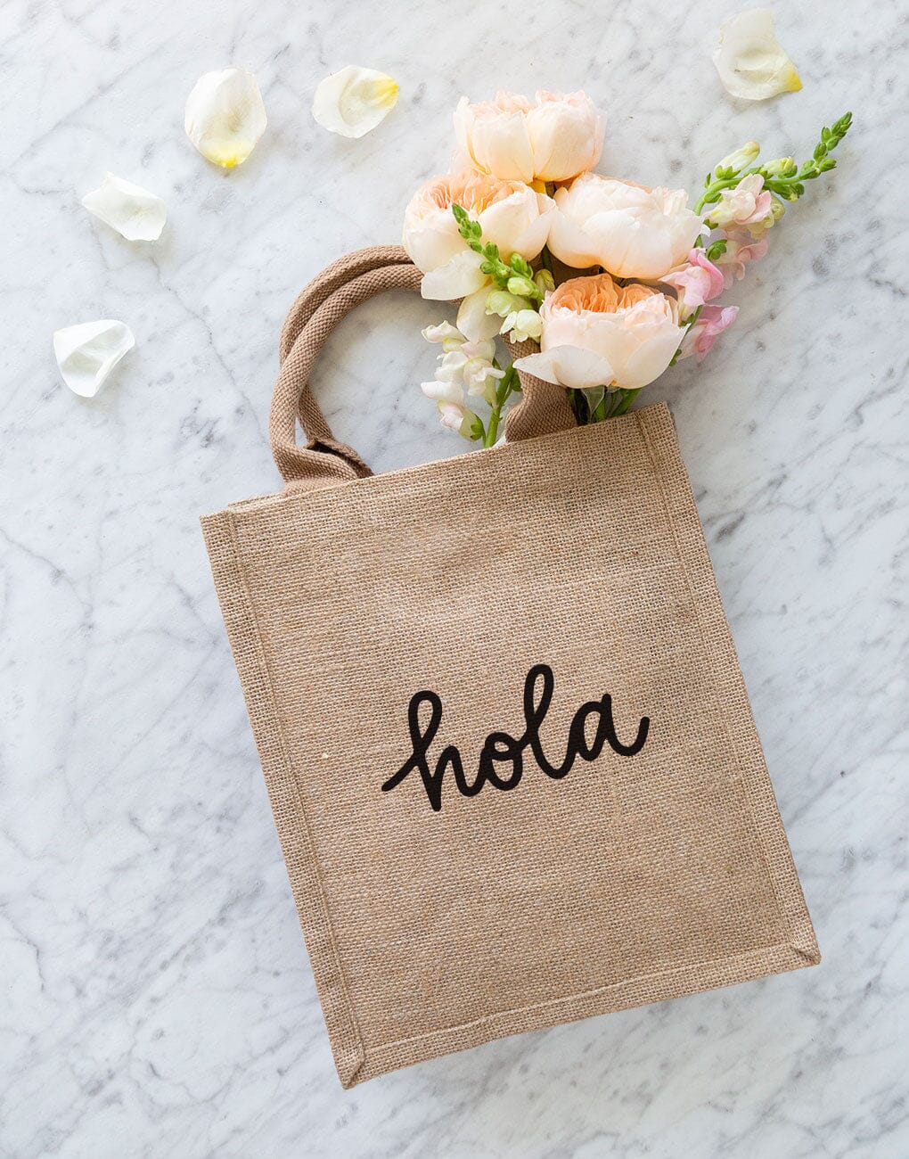 Medium Hola Reusable Gift Tote In Black Font | The Little Market