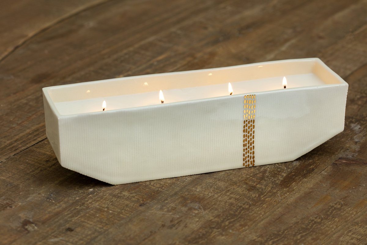 Linnea 4-Wick Centerpiece - handpoured soy blend candles designed by hand by Tandem Ceramics. Meaningful gift that is great for birthdays, anniversaries and graduations.
