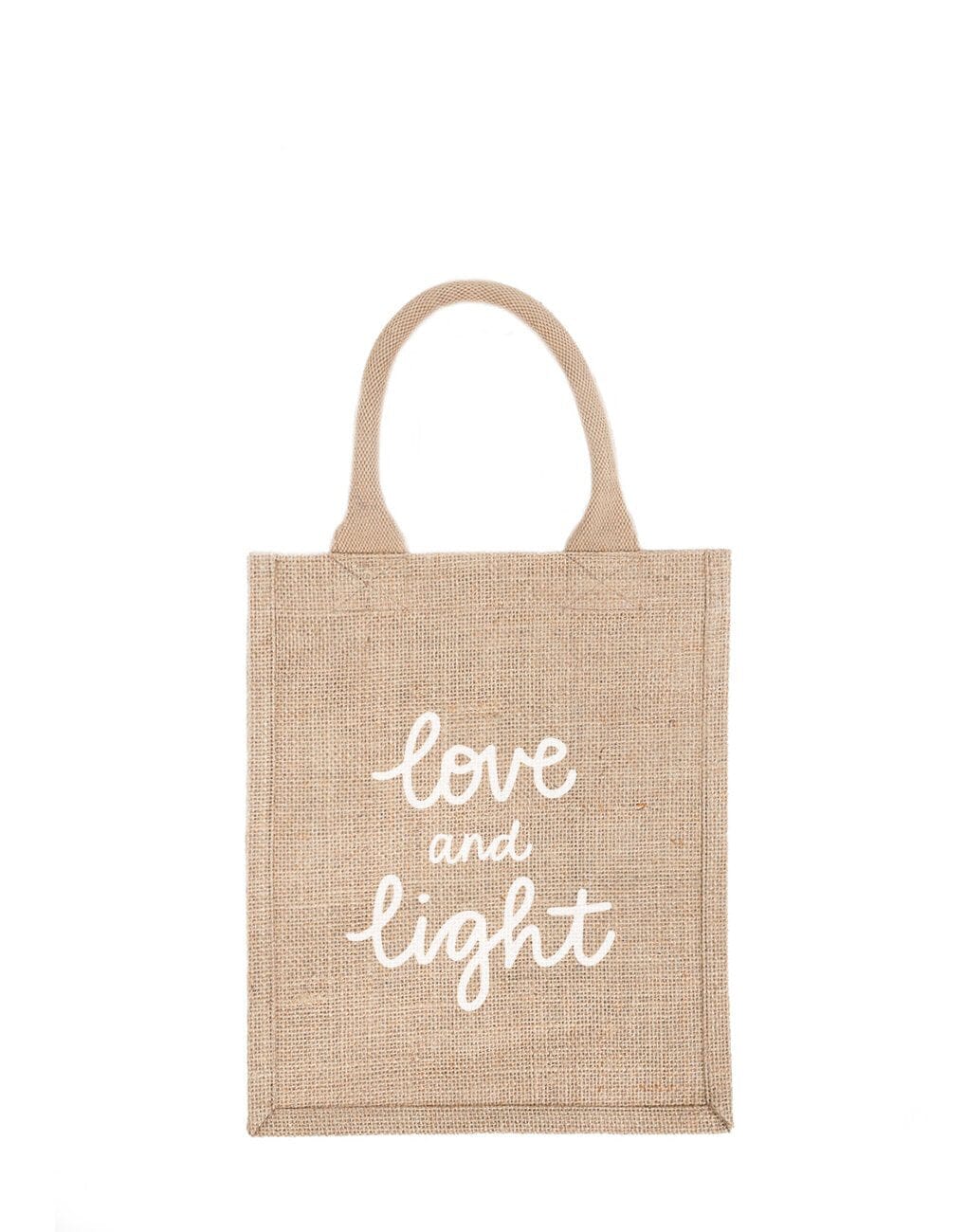 Medium Love And Light Reusable Gift Tote In White Font | The Little Market