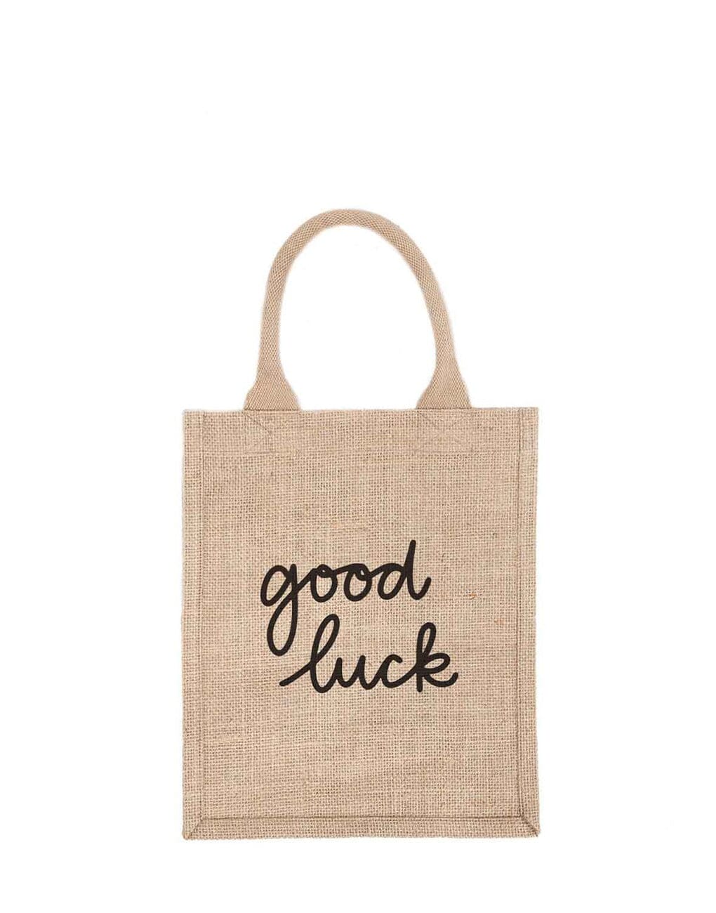 Medium Good Luck Reusable Gift Tote In Black Font | The Little Market