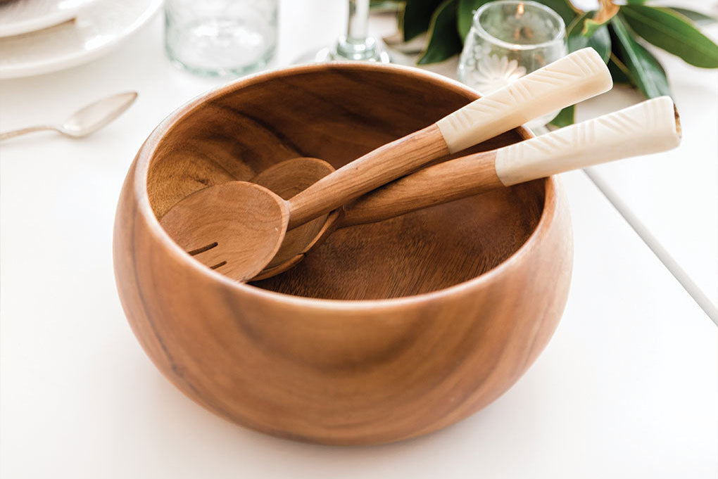 Zig Zag Bone & Wood Salad Servers