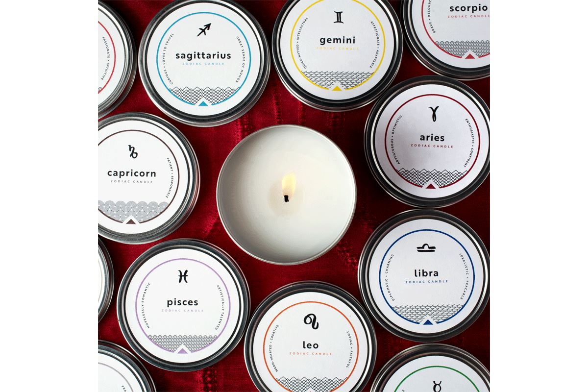 Zodiac Candle - Prosperity Candle handmade by women artisans fair trade soy blend candles