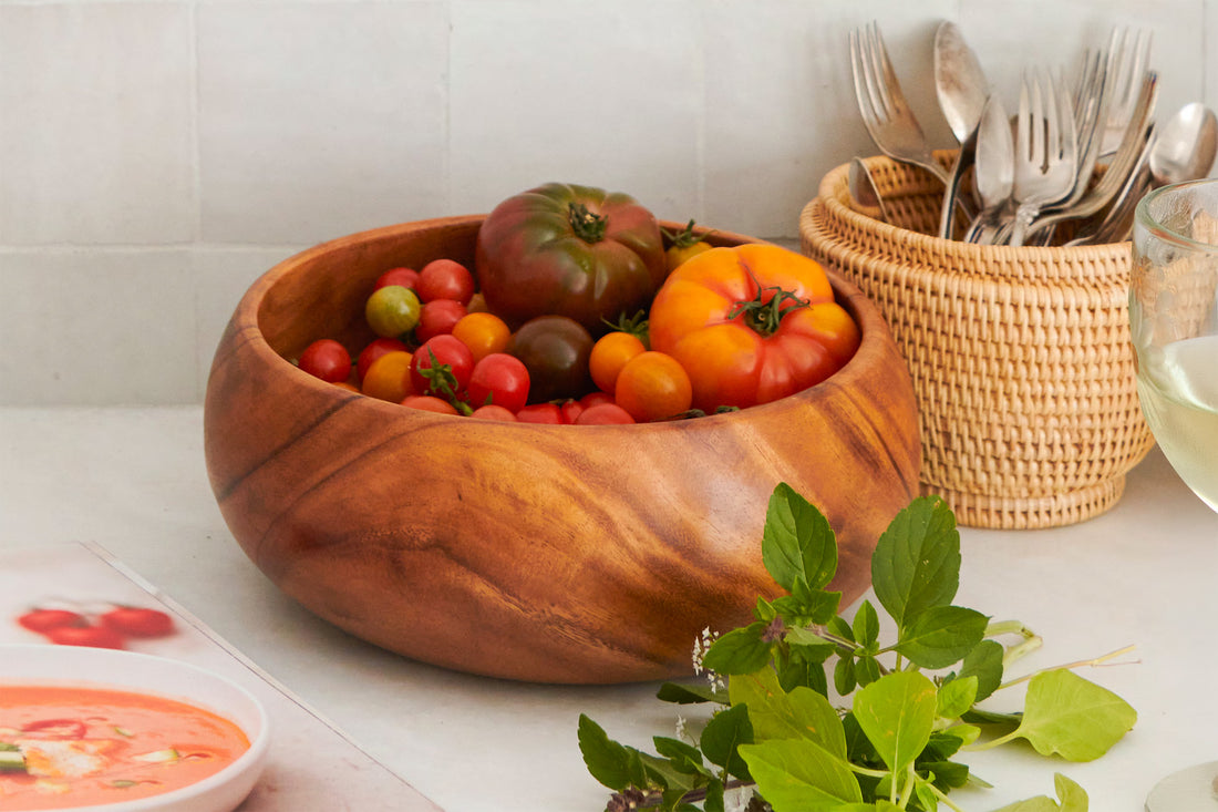 Acacia Wood Rounded Salad Bowl