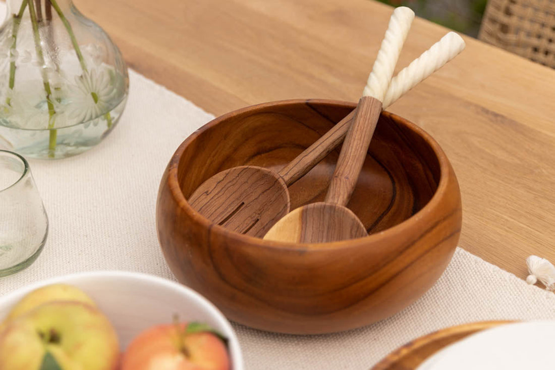 Acacia Wood Rounded Salad Bowl