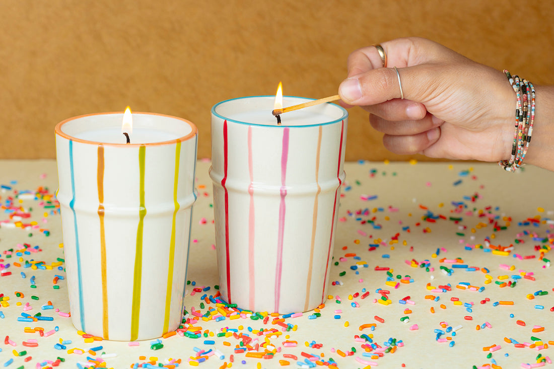 Striped Celebration Candle Set