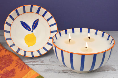 Tuscany Striped Bowl Candles
