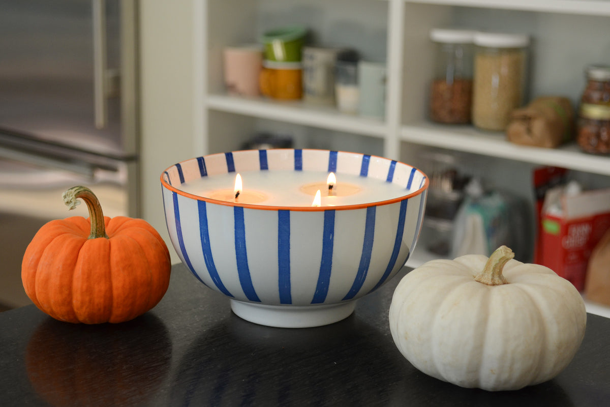 Tuscany Striped Bowl Candles