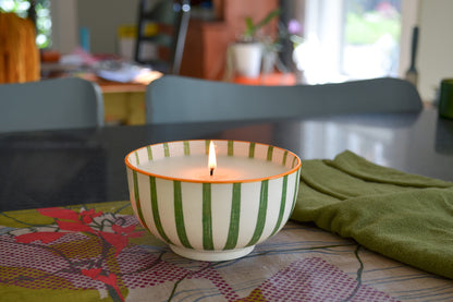 Tuscany Striped Bowl Candles