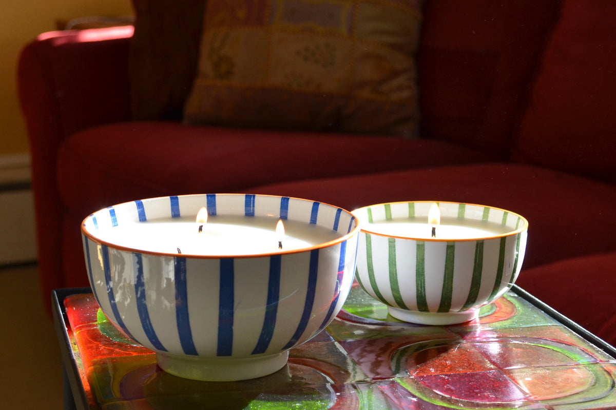 Tuscany Striped Bowl Candles
