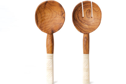 Zig Zag Bone &amp; Wood Salad Servers