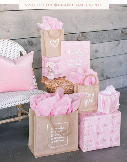 Medium Heart Reusable Gift Tote In White Font | The Little Market