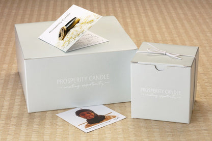 Prosperity Candle gift box for fair trade, handpoured Zodiac Candles.