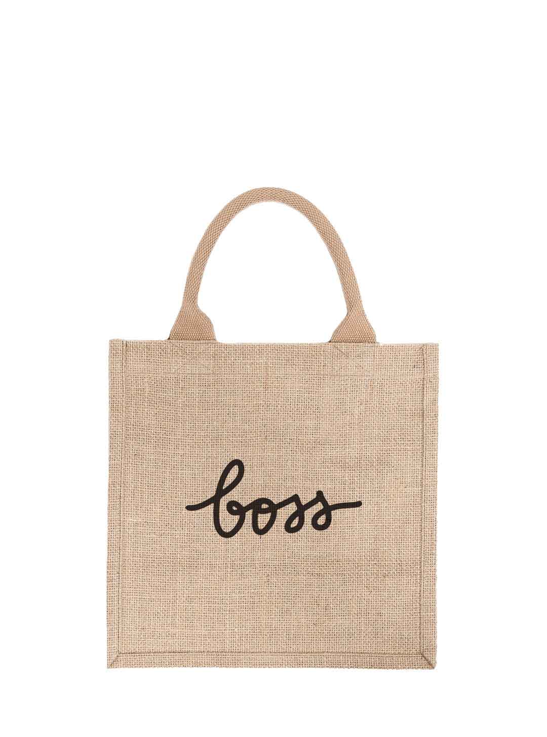 Large Boss Reusable Gift Tote In Black Font | The Little Market