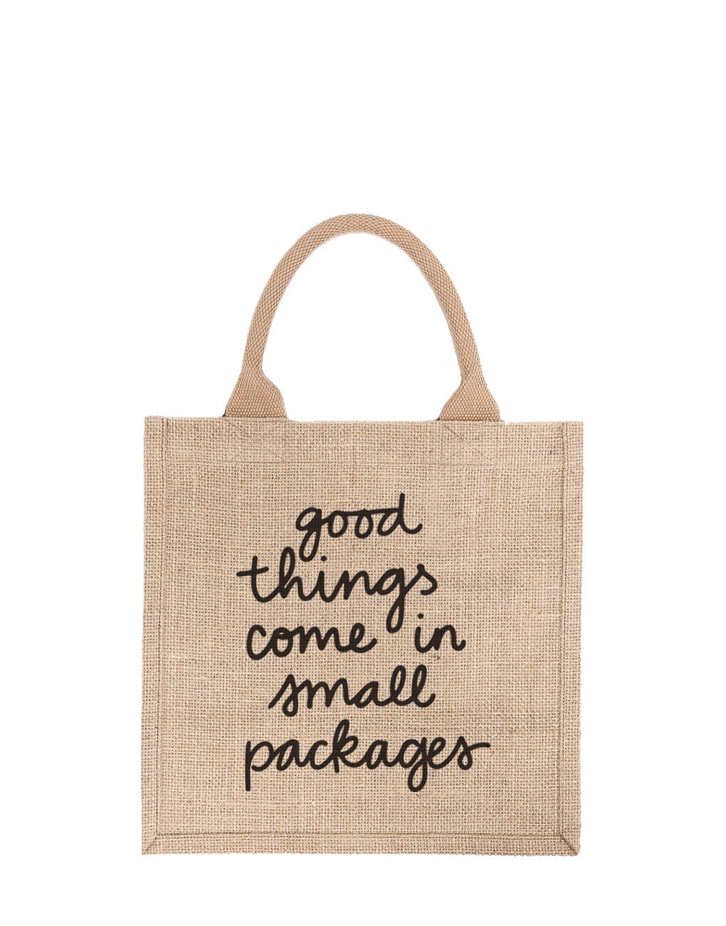 Large Good Things Come In Small Packages Reusable Gift Tote In Black Font | The Little Market