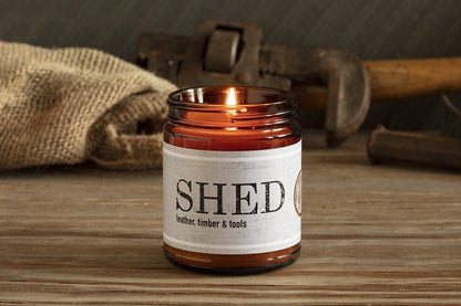 Guy Men Soy Candle shed leather wood great gift for fathers husbands handmade fair trade