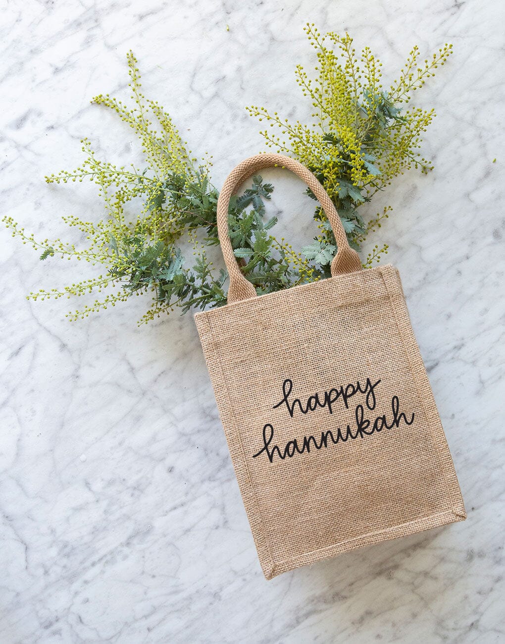 Small Happy Hannukah Reusable Gift Tote In Black Font | The Little Market