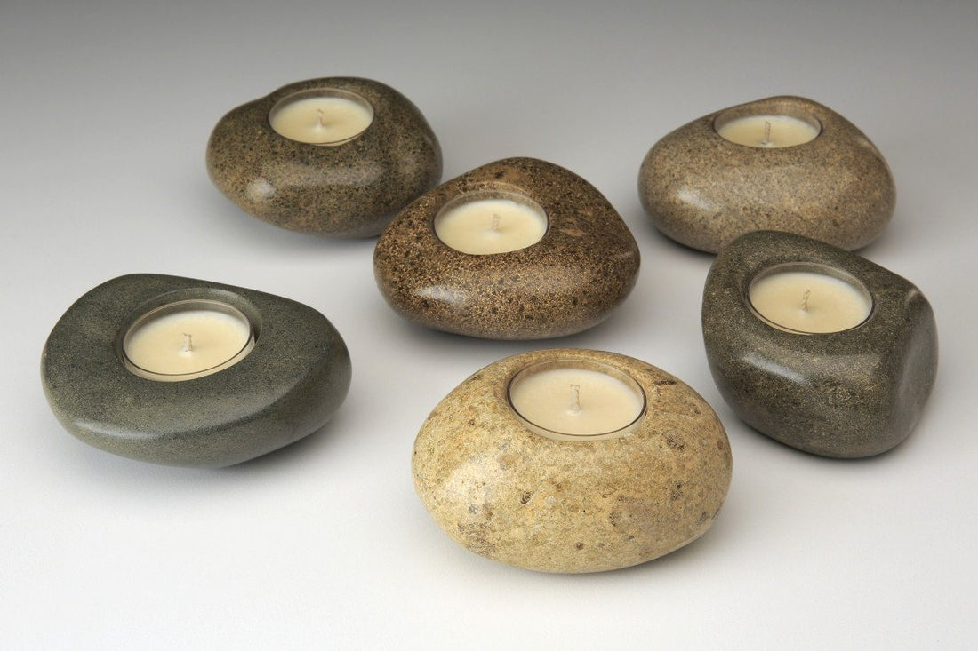 Riverstone Tealight - Prosperity Candle handmade by women artisans fair trade soy blend candles