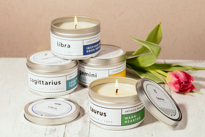 Zodiac candles handpoured and ethically-made by women artisans