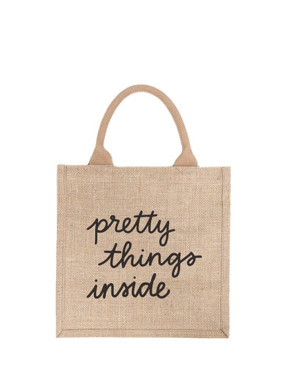 Large Pretty Things Inside Reusable Gift Tote In Black Font | The Little Market