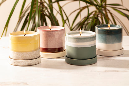 Terrace Collection of flower pot candles handpoured by women artisans in the U.S.