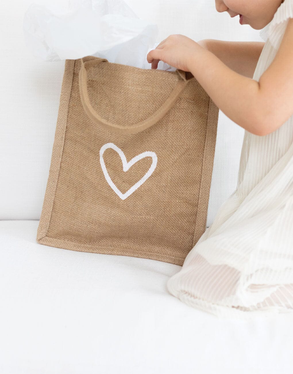 Heart Reusable Gift Tote In White Font | The Little Market