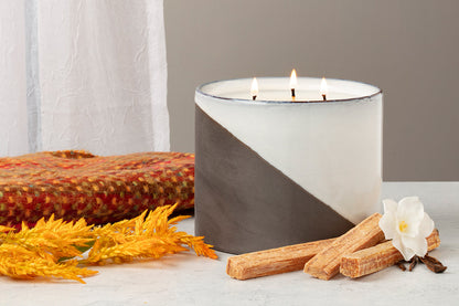 This Urban 3 wick grey candle fits in any decor.