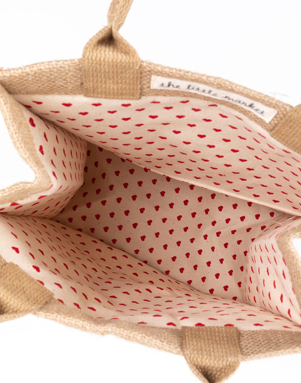 Red Heart Medium Gift Tote Bag with Red Heart-Dot Canvas Interior | The Little Market